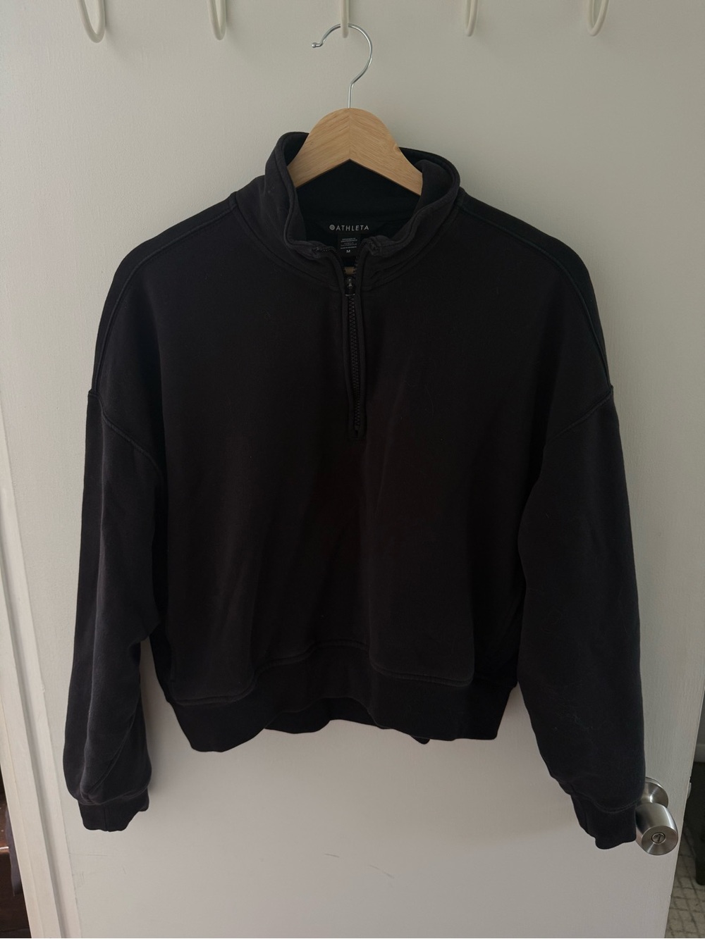 Athleta Womens Black Quarter-Zip Pullover Sweater Size M